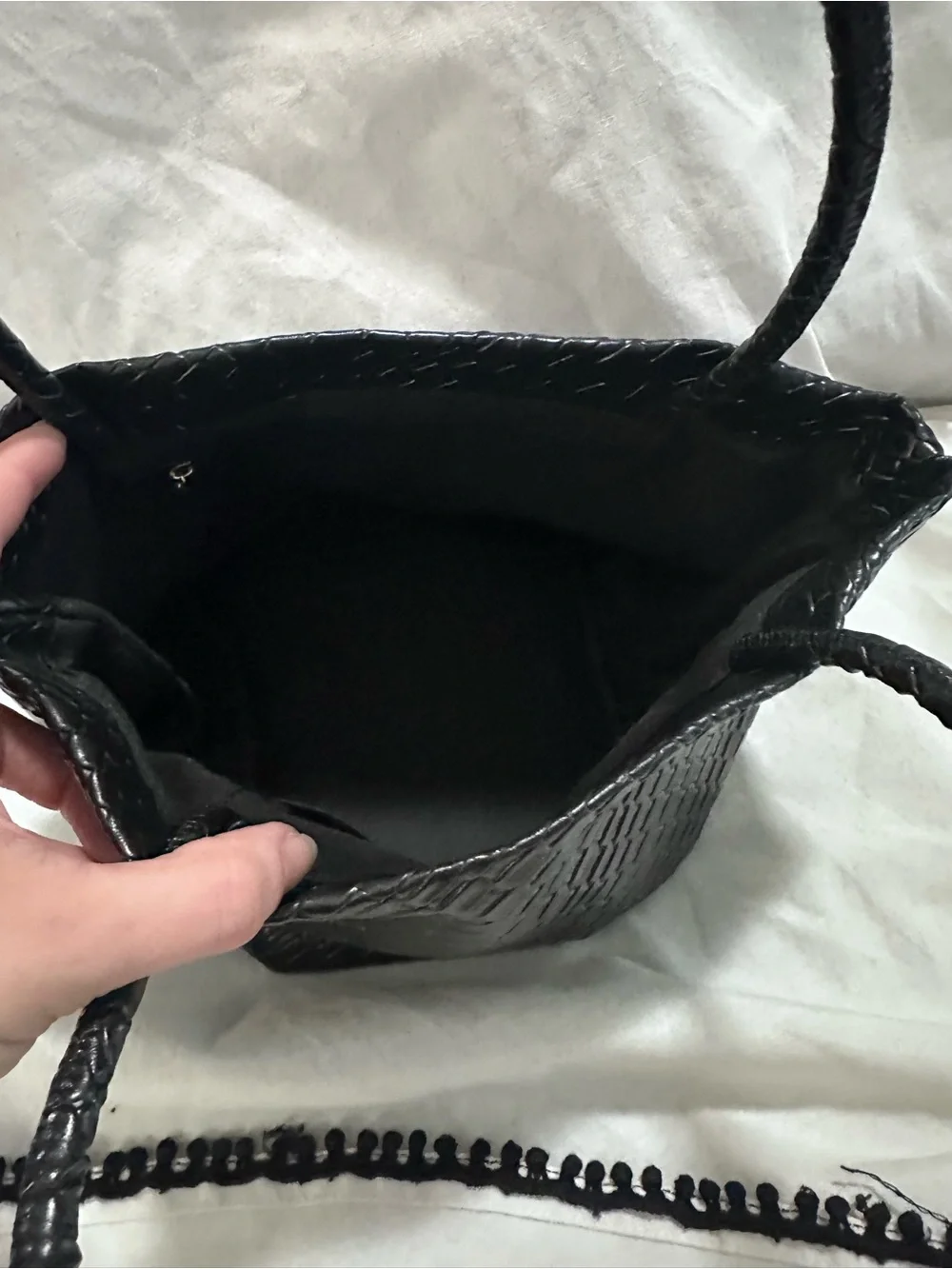 Black Woven Mini Tote Bag - Classic Women's Handbag NWOT